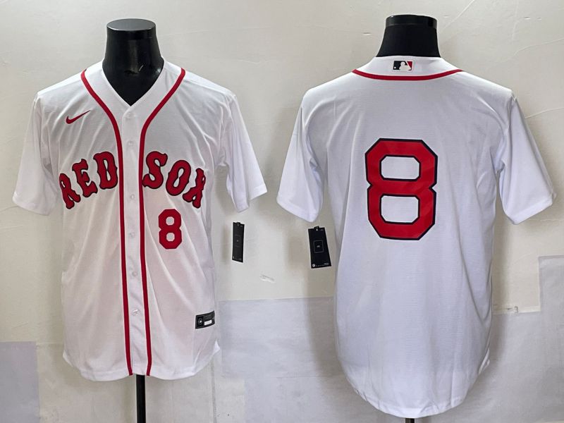 Men Boston Red Sox #8 No Name White Game 2025 Nike MLB Jersey style 004